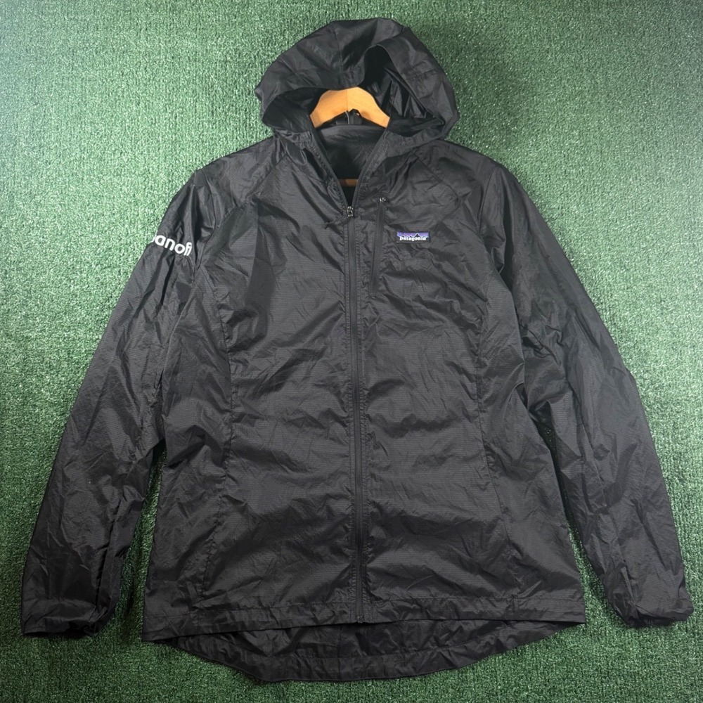 Patagonia Houdini Jacket Mens Large Black Good Sanofi Logo Windbreaker 24147